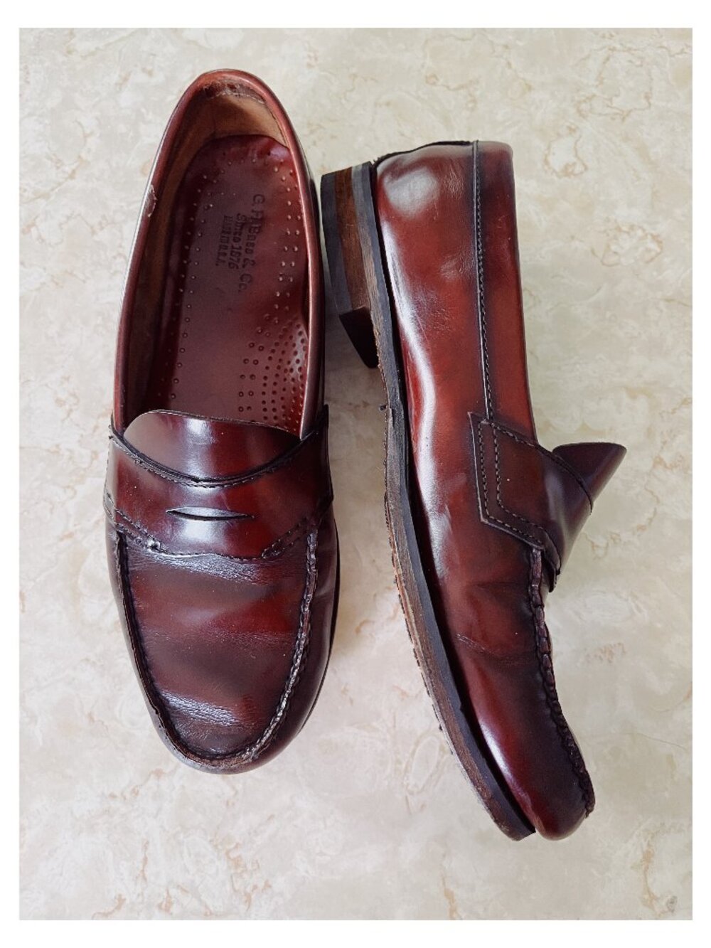 VTG GH Bass Sz 10D Men's Cordovan Penny Loafers USA
